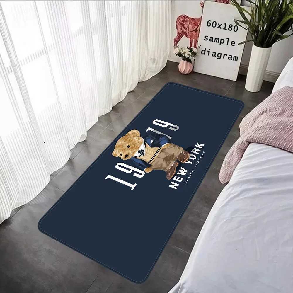 Luxurious PPolo Teddy Bear Bathroom Mat Antislip Absorb Water Long Strip Cushion Bedroon Mat Welcome Doormat Y250906asw