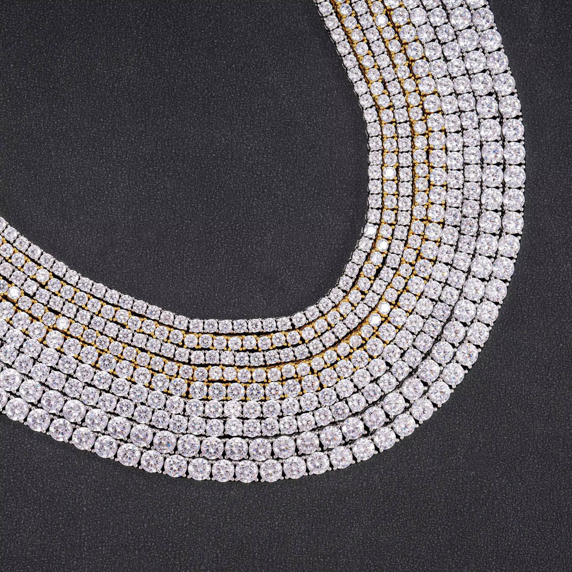 Cheapest Price Hip Hop 925 Silver 2mm 3mm 4mm 5mm 6mm 6.5mm VVS Moissanite Diamond Bracelet Necklace Moissanite Tennis Chain