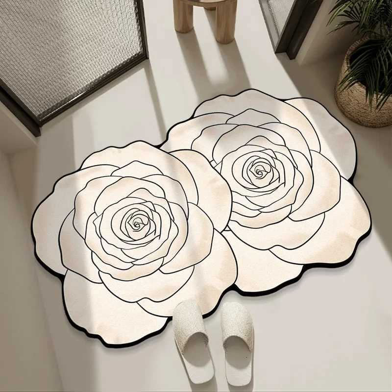 Luxurious Light Luxury French Carpet Bathroom Floor Mat Toilet Sink Door Antislip Mat Dirty and Absorbent Foot Mat Diatom Mud Y251105
