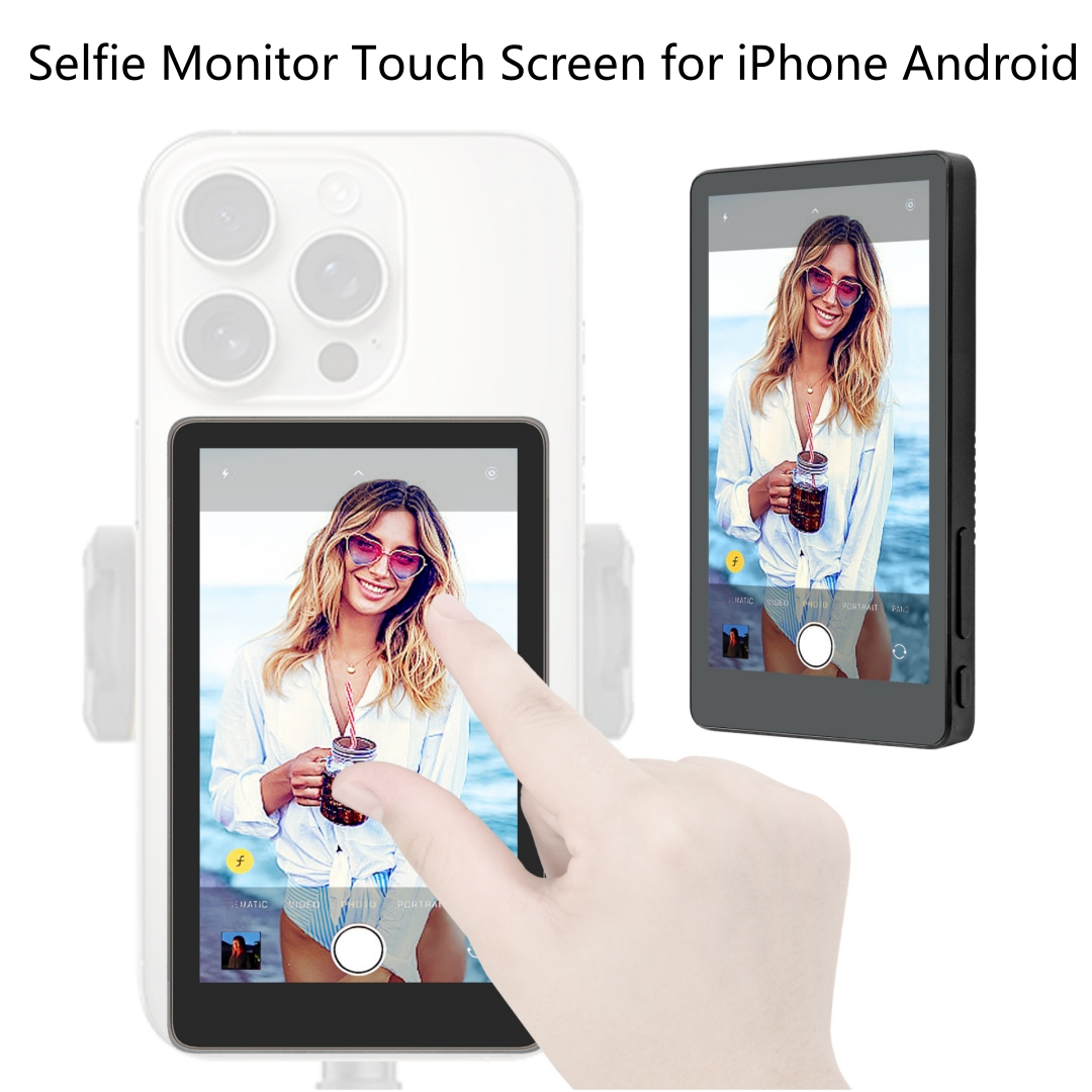 Écran de moniteur de selfie de téléphone de 4 pouces Compatible avec les téléphones iPhone/Android Contrôle inversé Caméra arrière iPhone Android