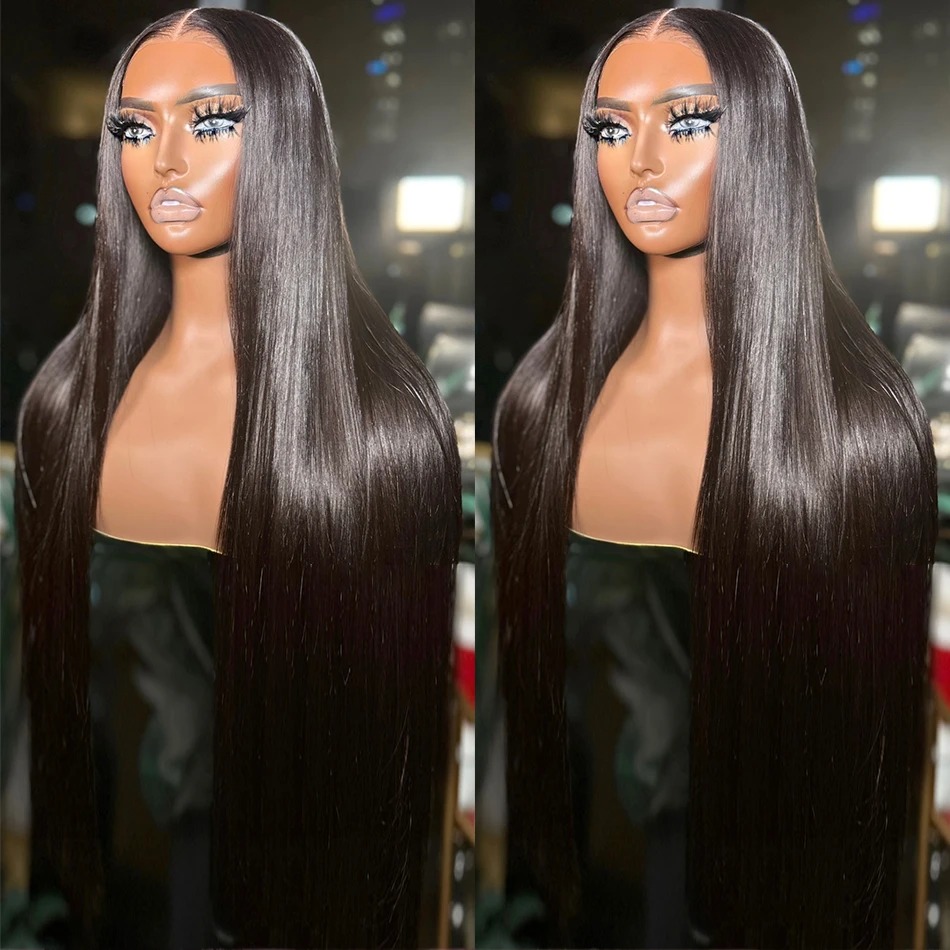 13x4 Straight Human Hair Wig For Women 360 Full Lace Wig 40 Inch 13x6 HD Lace Frontal Wig 180% Density Glueless Preplucked Black Human Hair Wig