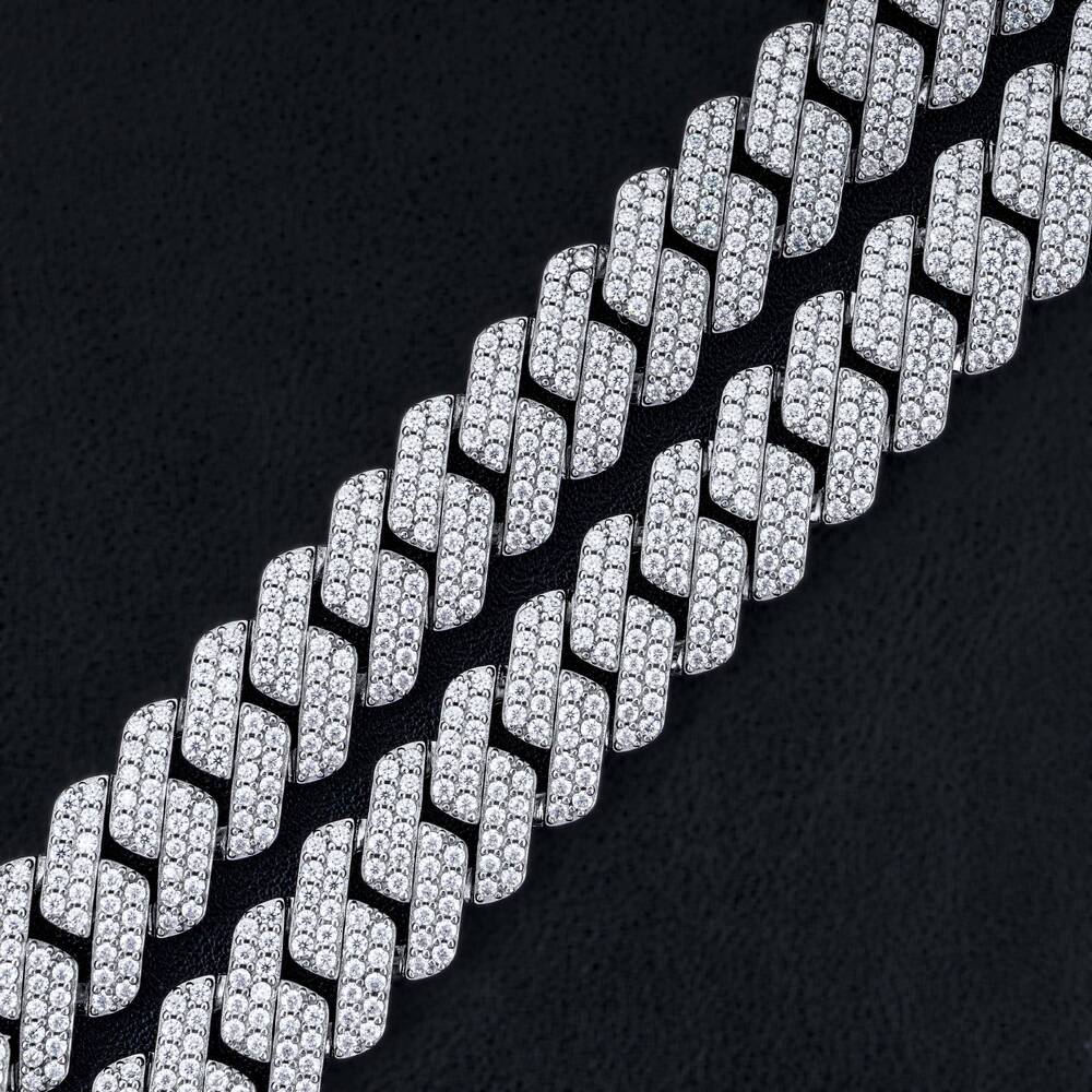 Luxury 1012mm Moissanite Cuban Chain 925 Silver Iced with D VVS GRA Certificate Two Tone 2 Rows Cuban Link Necklace