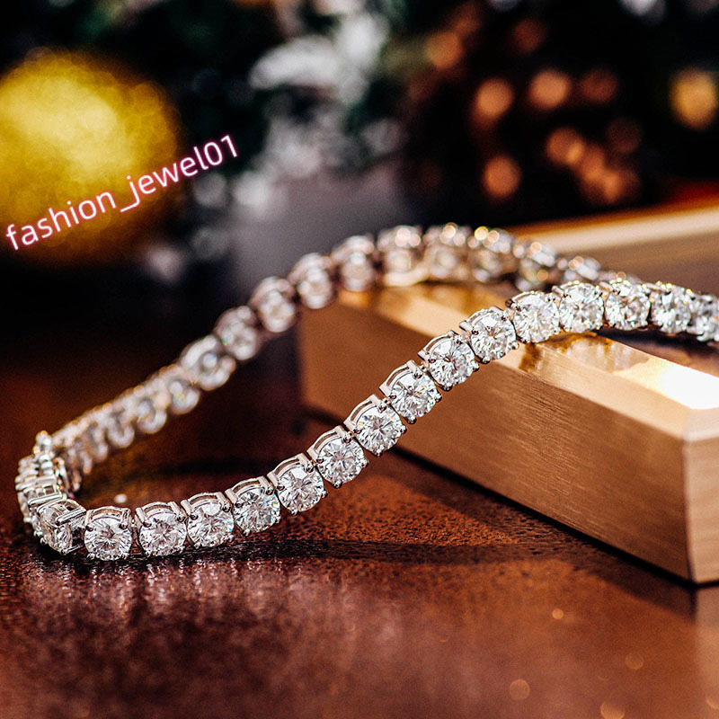3mm Wide Moissanite Chain Wholesale Moissanite Tennis Bracelet 925 Sterling Silver Fashion Chain Jewelry for Women in Stock