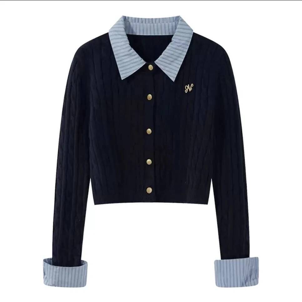 2025 women's new gray cardigan sweater knitted sweater designer aesthetics Y K long design sleeved sweater jumper retro S aesthetic clothing