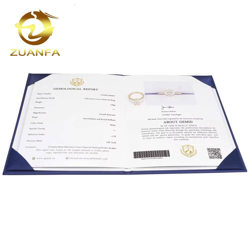 Zuanfa Top Quality Women Wedding Engagement Jewlery Round Lab Grown Diamond HPHT CVD Diamond Ring