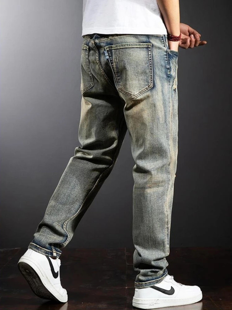 Loose Trousers Jeans for Men Baggy Embroidery Soft Clothes Y2k 2000s Streetwear Trend Wide Leg Xs Man Cowboy Pants Classic 250906