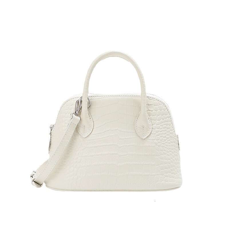 Shell Women's First Layer Cowhide 2025 New High-end Crocodile Pattern Genuine Leather Handbag Crossbody Bowling Bag