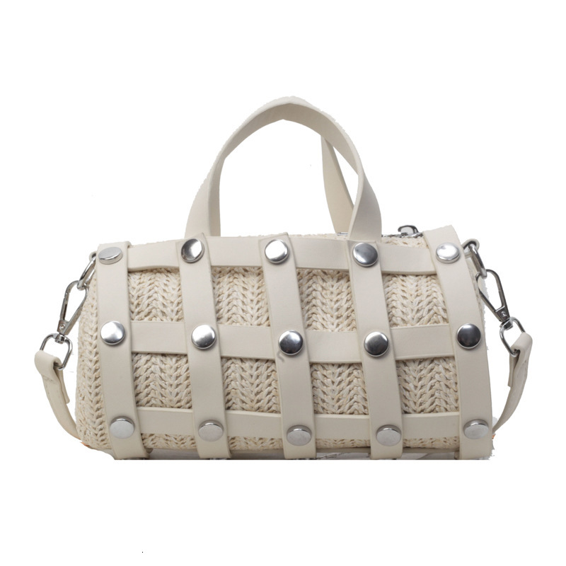 2025 New Fashionable Cool Women's Bag New High end Design Straw Woven Diagonal Tube Bag High end Feeling Shoulder Bag Fashion Crossbody Bag