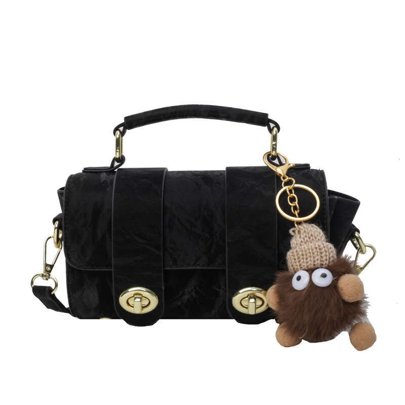 Trendy Popular Women's 2025 New High-end Handbag Small Square Fashion Versatile Korean Style Shoulder Bag with Pendant