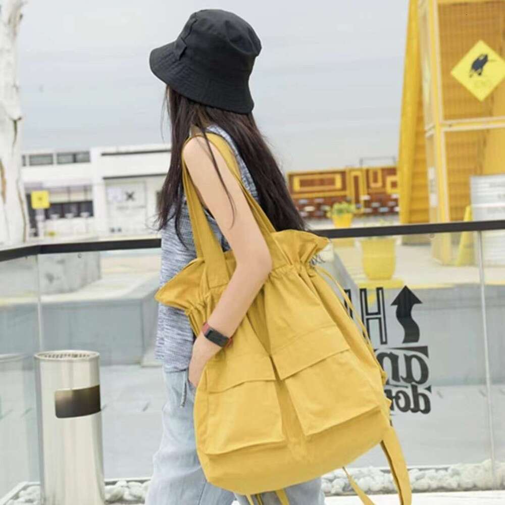Single Double Shoulder Large Capacity Multifunctional Adjustable Dopamine Color Casual Drawstring Women's Bag