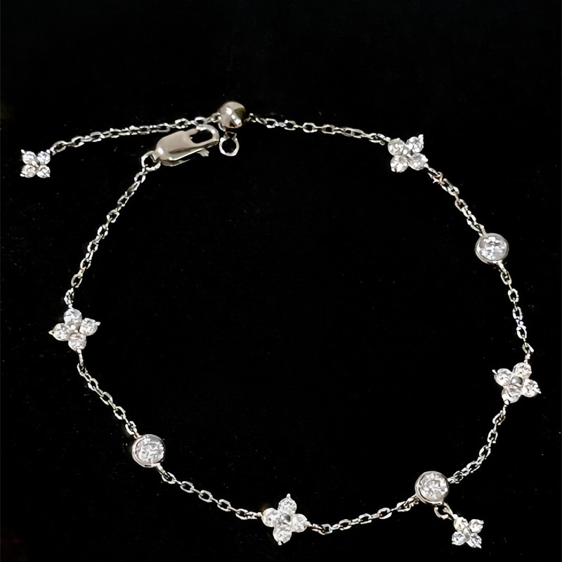 Zircon Flower Korean Style Simple High-end Feel Bracelet Niche Temperament Versatile Jewelry for Women