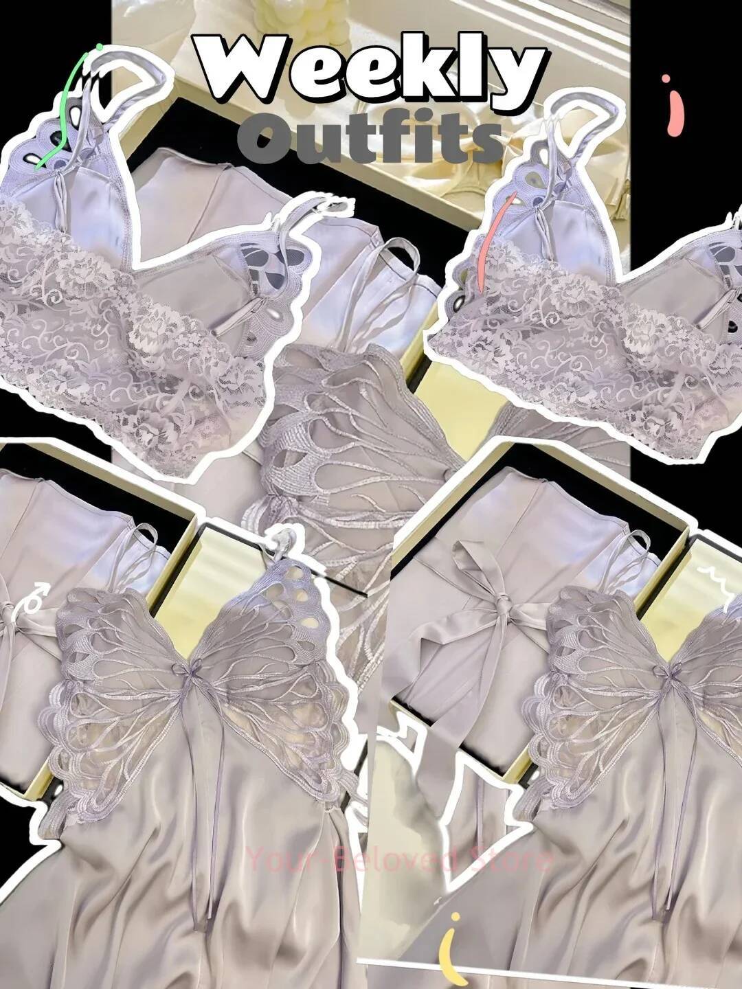 2025 new purple butterfly pajamas sexy backless pajamas design women's underwear kimono bathrobe set silk artificial silk designer pajamas