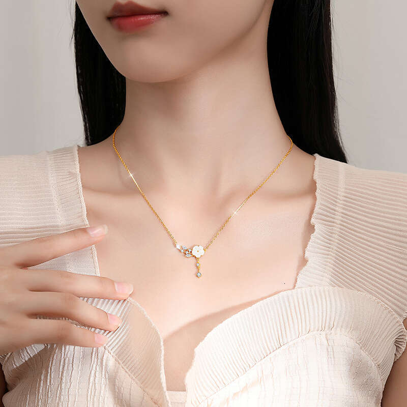 DHpet Real - shot Camellia Necklace for Women - S925 Silver Dainty and Design