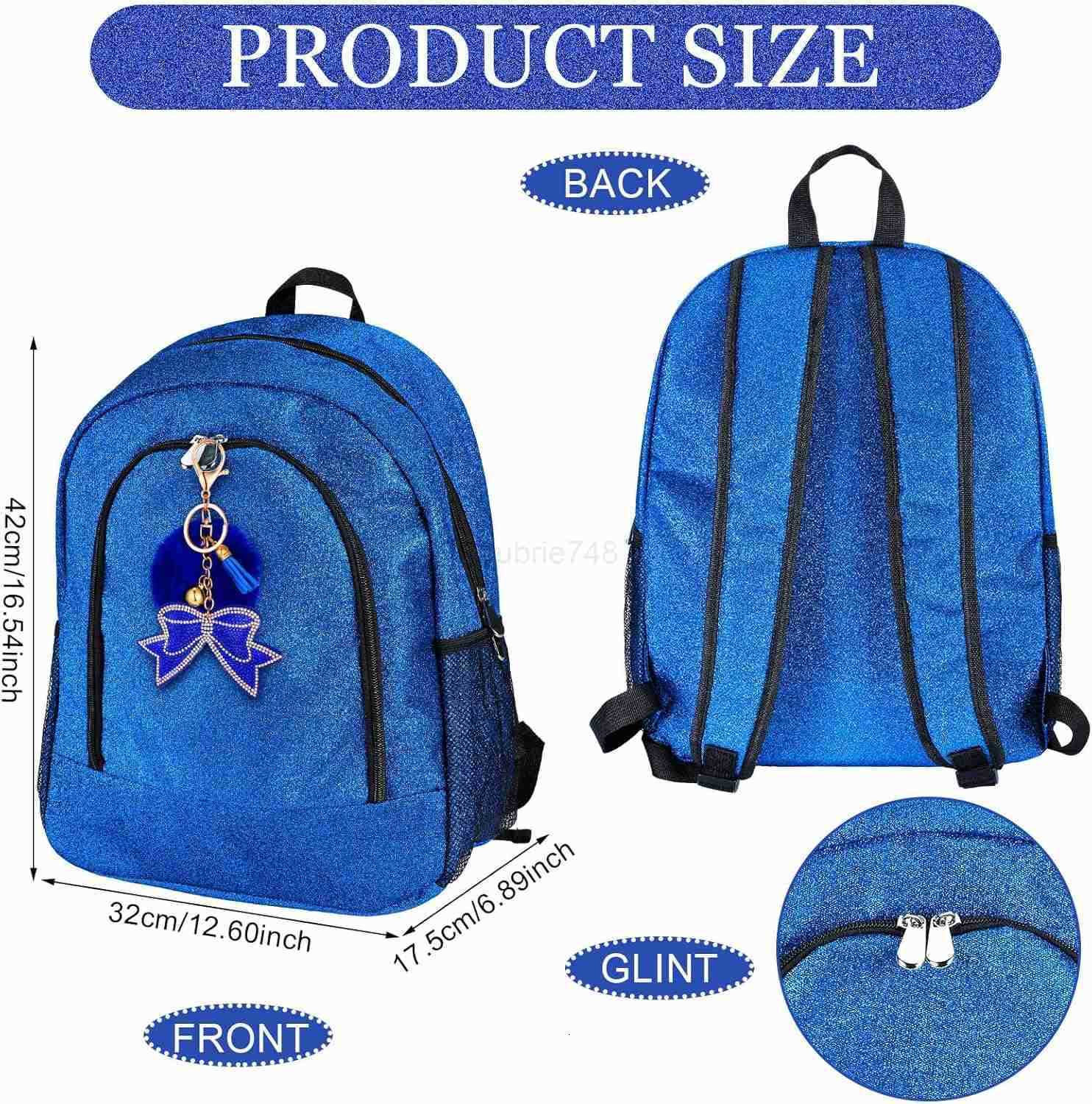 Cheer Backpack with Bow Keychain Cheerleading Glitter Backpack Cheerleaders Gift Cheer Bags for SportBlueZ250906