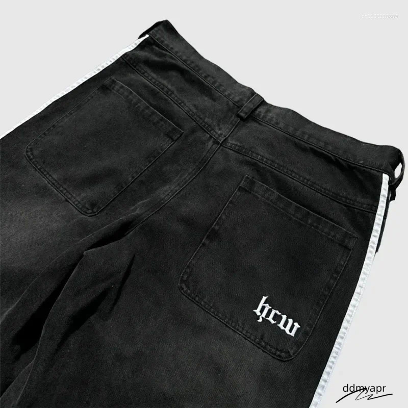 Men's Jeans Y2k Baggy High Quality Embroidered Striped Haruku Sweatpants Hip Hop Unisex Casual Wide Leg Denim Pants Streetwear Ddmyfeb Ddmyfeb Dd