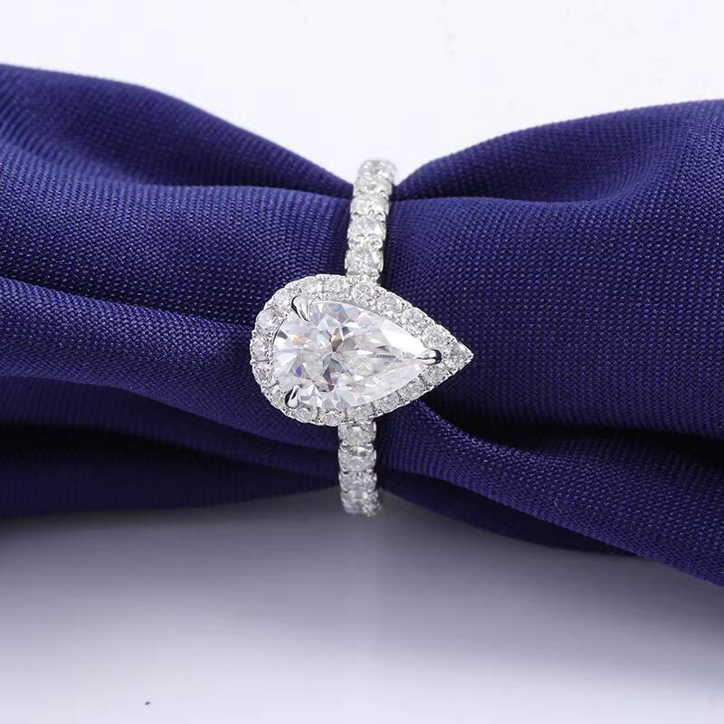 Provence 18K 14K 10K Yellow Gold Jewelry 9x6MM 15ct Pear Cut Moissanite Diamond White Color Diamond Rings Women Engagement Ring
