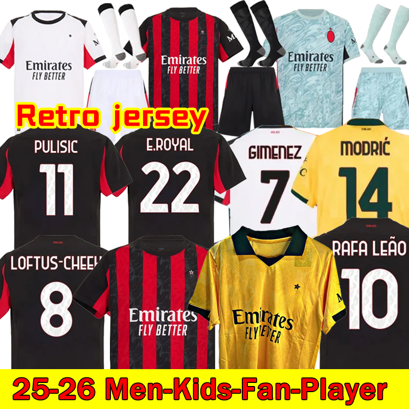 New 25 26 ACFC Retro jersey REIJNDERS KOCHE DE KETELAERE RAFA LEAO football shirt kids home soccer jerseys PULISIC BONDO THEO GIMENEZ WALKER uniforms 2025 2026