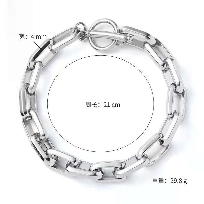 DHpet Titanium Men's Cuban Bracelet Thick Industrial Style Hip Hop Trendy Brand Hand Jewelry OT Buckle Stainless Steel Cross Chain