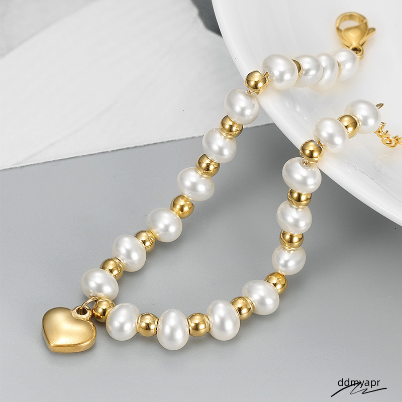 Korean Creative Fashion Sweet Minority Design Ddmydec Personalized Love Pearl Bracelet Casual Women Steel Jewelry 250710