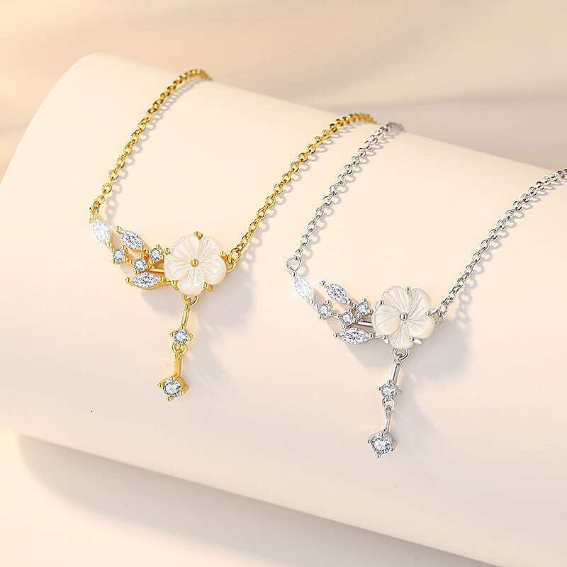 DHpet Real - shot Camellia Necklace for Women - S925 Silver Dainty and Design