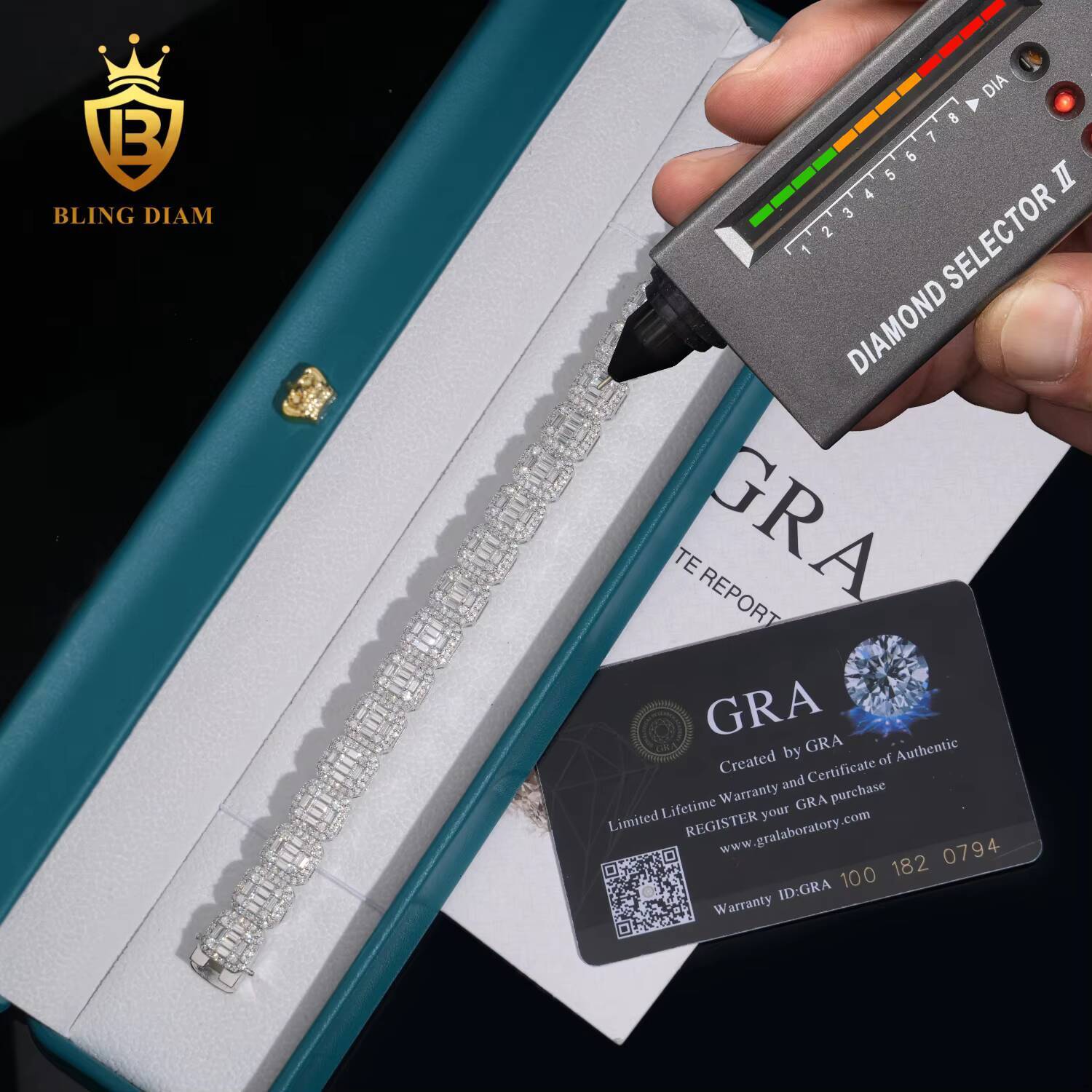 Hot Saling 10mm Moissanite Cuban Chain Pass Diamond Tester VVS Moissanite Hip Hop Bracelet Necklace 925 Sterling Silver with GRA