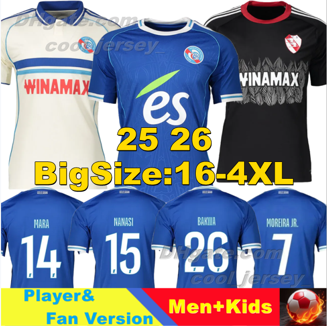 XXXL 4XL 2025 2026 RC Strasbourg Alsace Soccer Jerseys Le Racing BAKWA ANDREY SANTOS MOREIRA JR. 25 26 EMEGHA NANASI DIARRA DIONG Football Shirts Men Uniforms kids kits