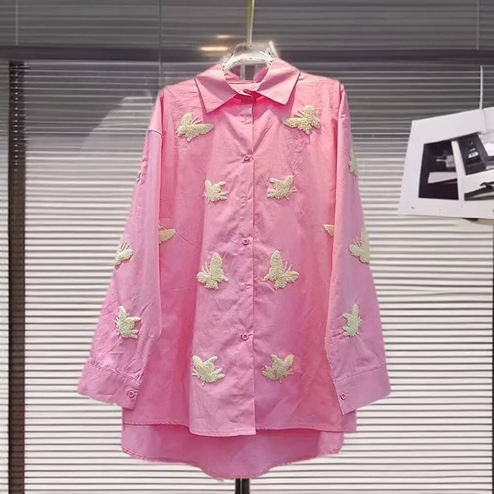 2025 New Simple Bow Embroidered Loose Fit design Women's Clothing Full Match Korean Ethnic Minority Exquisite Shirt Designer Retro Fashion Top