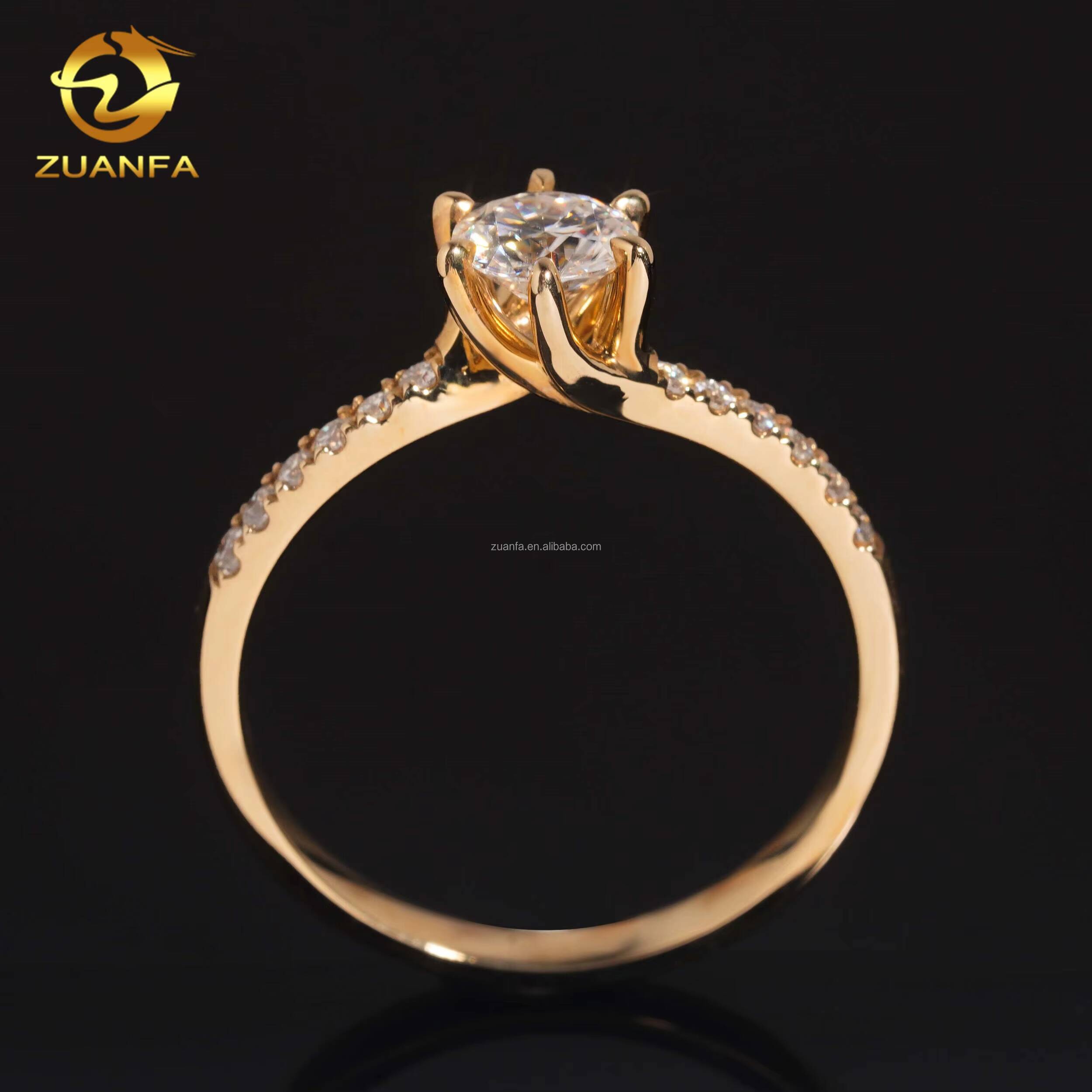 Hidden Halo Anniverssany Gift 14k Real Gold Wedding Bridal Jewelry Luxury 05ct D VVS1 Moissanite Diamond Engagement Ring