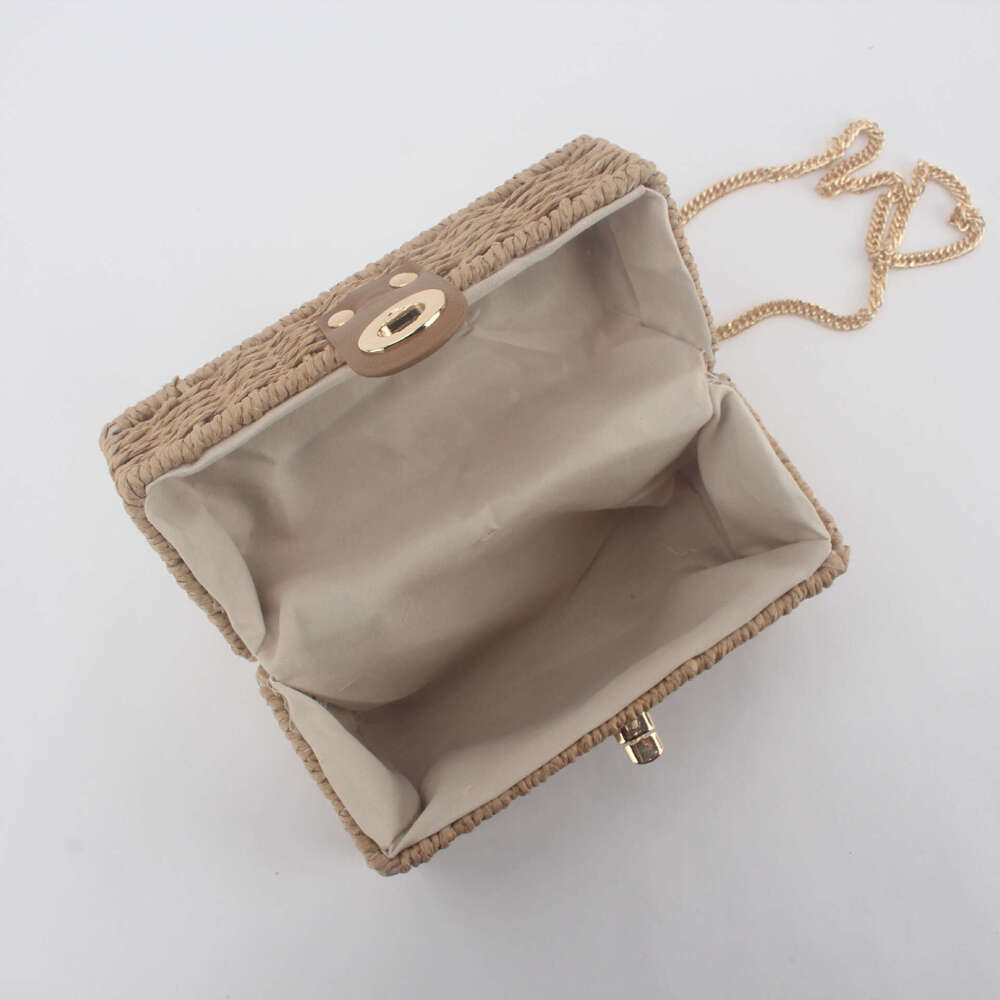 Fashion Box Small Square New Straw Bag Single Shoulder Crossbody Handbag for Women