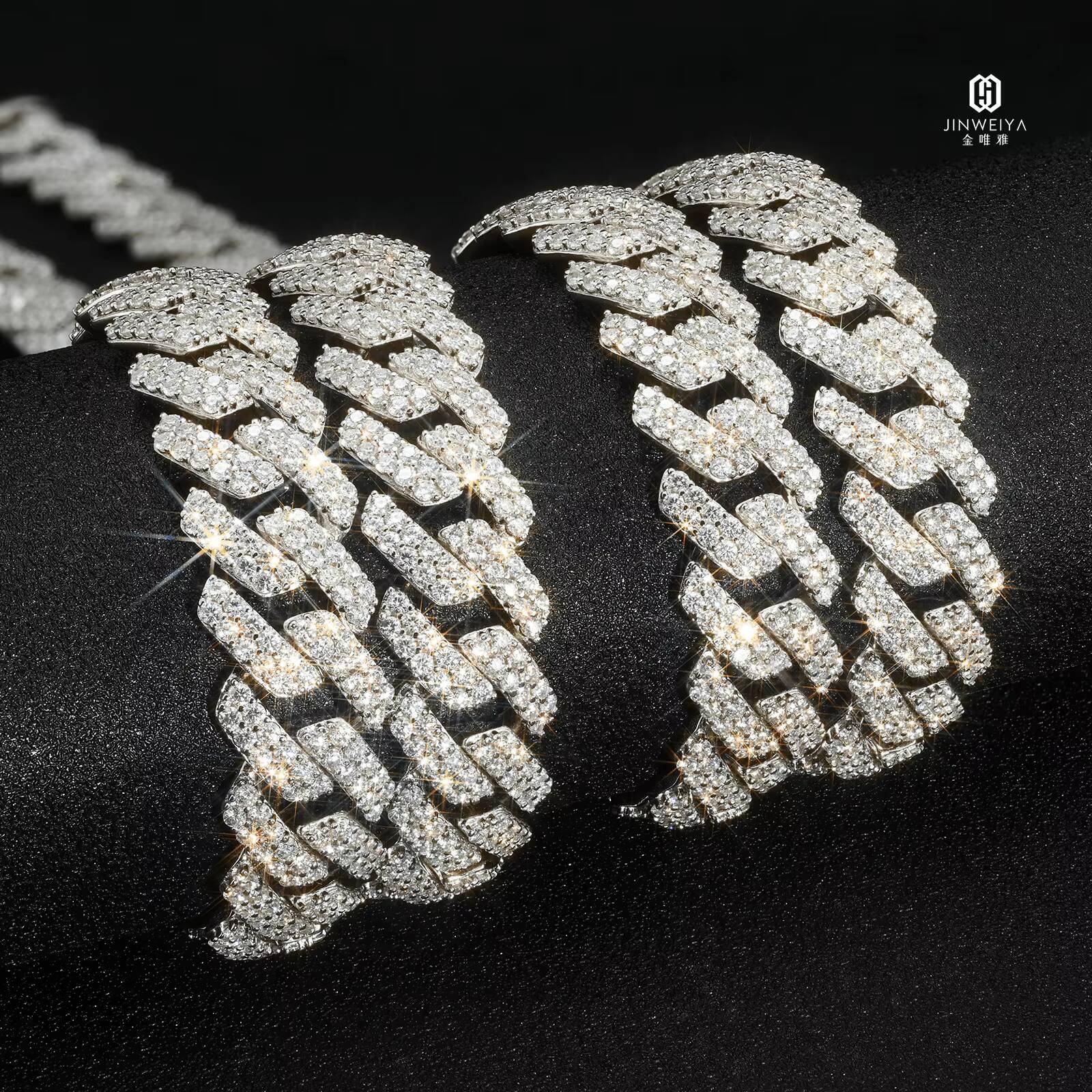 Wholesale Full Diamond Necklaces 14mm Moissanite Miami Cuban Link Chain Mens Gold Plated Cuban Link Chain Necklace