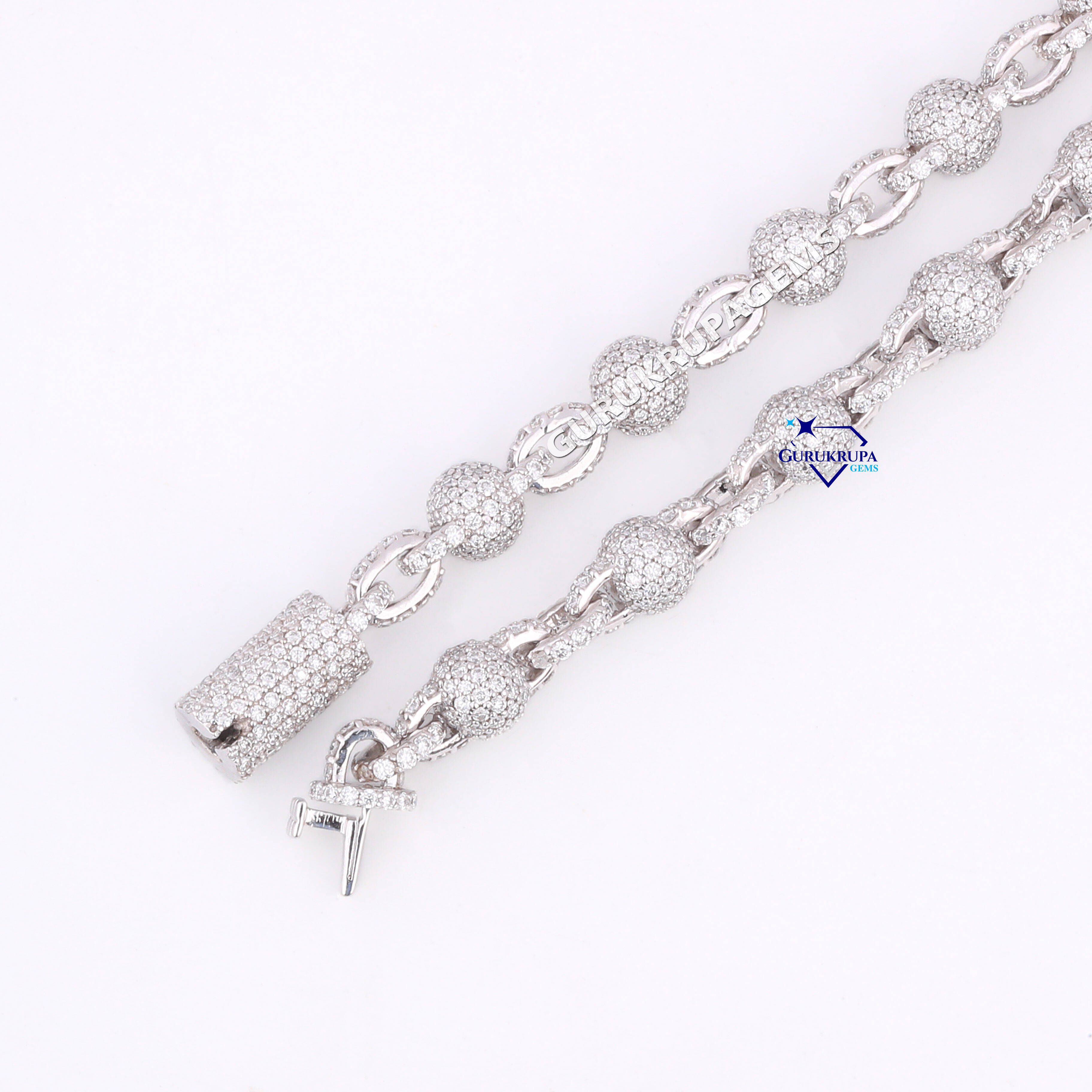 Trendy 925 Sterling Silver Moissanite Diamond 8 MM Link Chain Necklace with VVS Clarity Platinum and Gold Accent for Women Men