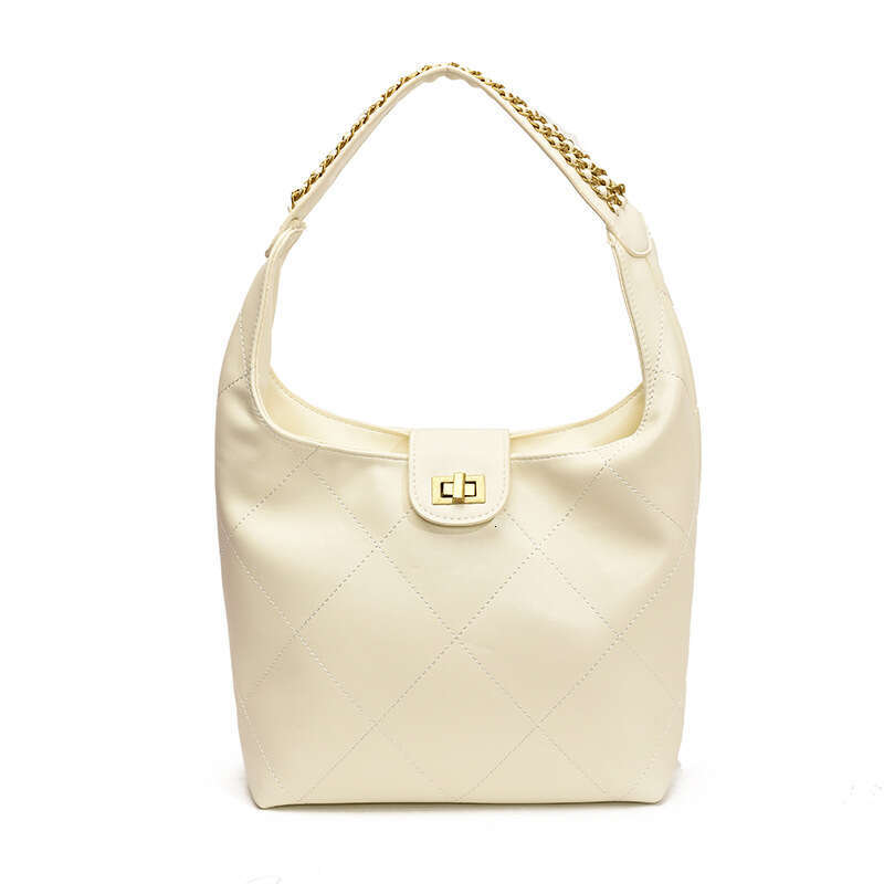 Trendy Chain Small for Women, Quilted Embroidery New Casual Bucket Bag, Fashionable Large Capacity Commuter Underarm Bag