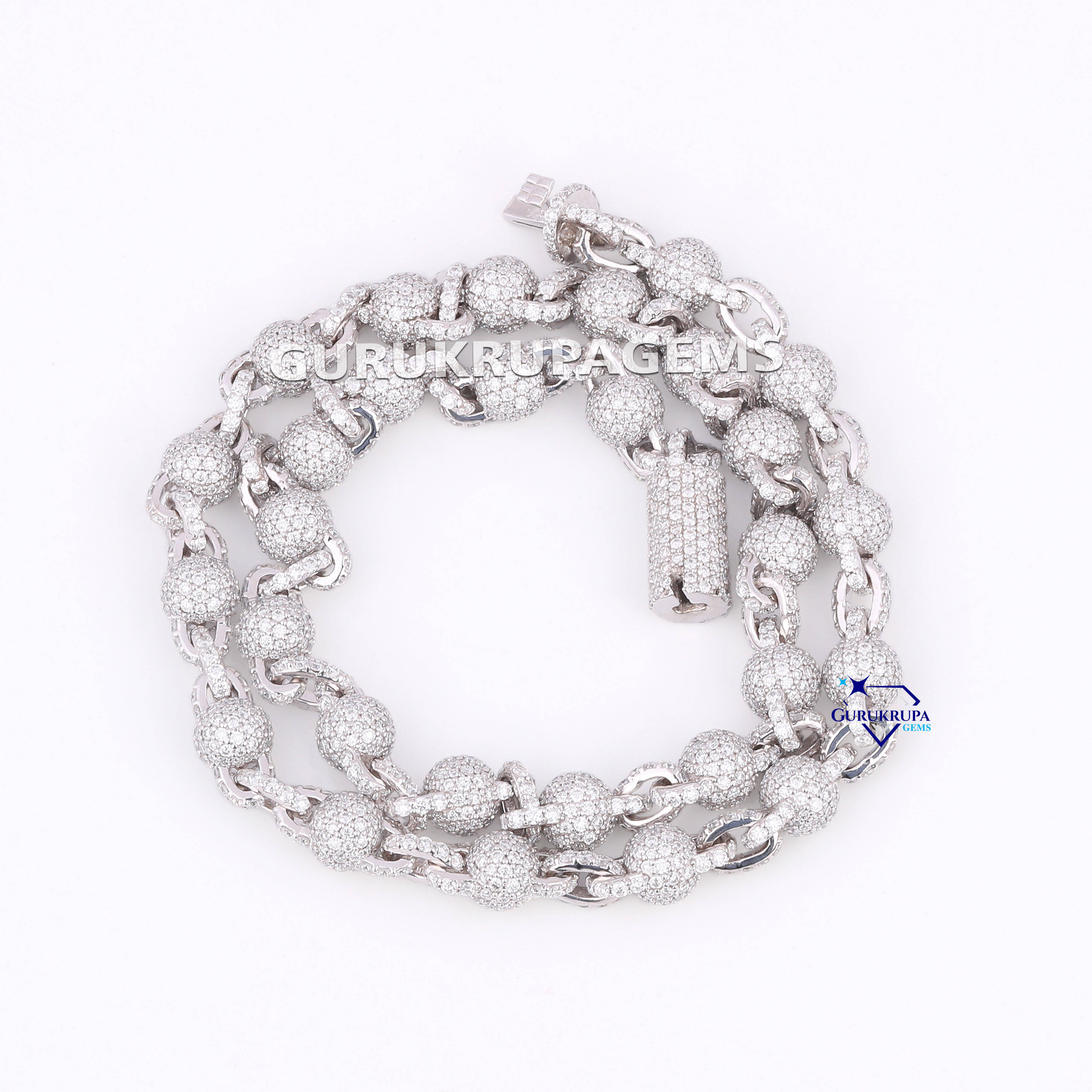 Trendy 925 Sterling Silver Moissanite Diamond 8 MM Link Chain Necklace with VVS Clarity Platinum and Gold Accent for Women Men