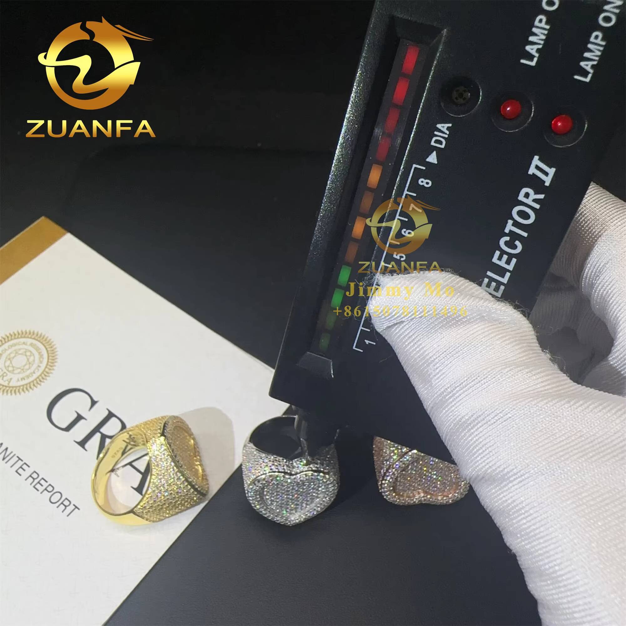 Lowest Price Pass Diamond Tester 925 Sterling Silver Full With Moissanite Diamond Hip Hop Iced Out Heart Shape Ring Men