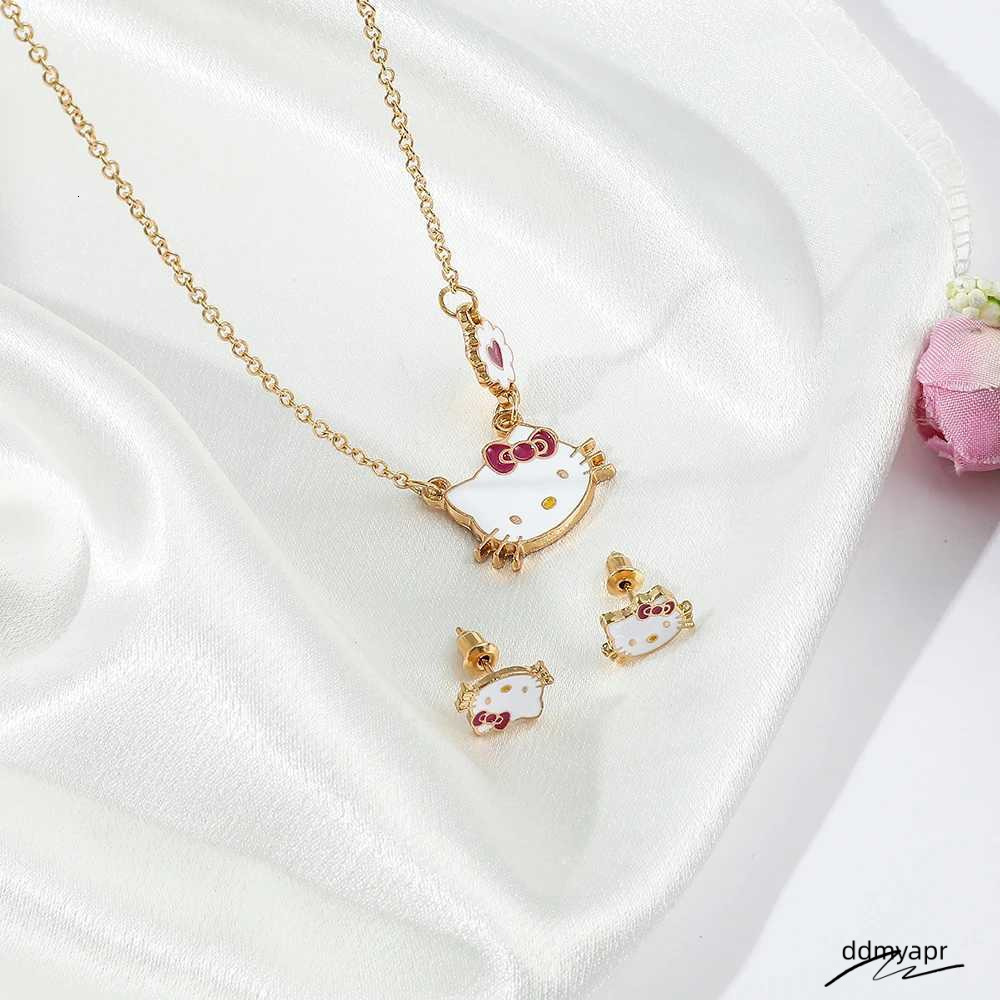 Charming Kitty Jewelry Set - Cute Animal Stud Earrings And Pendant Necklace For Ddmydec Children's Festive Gifts
