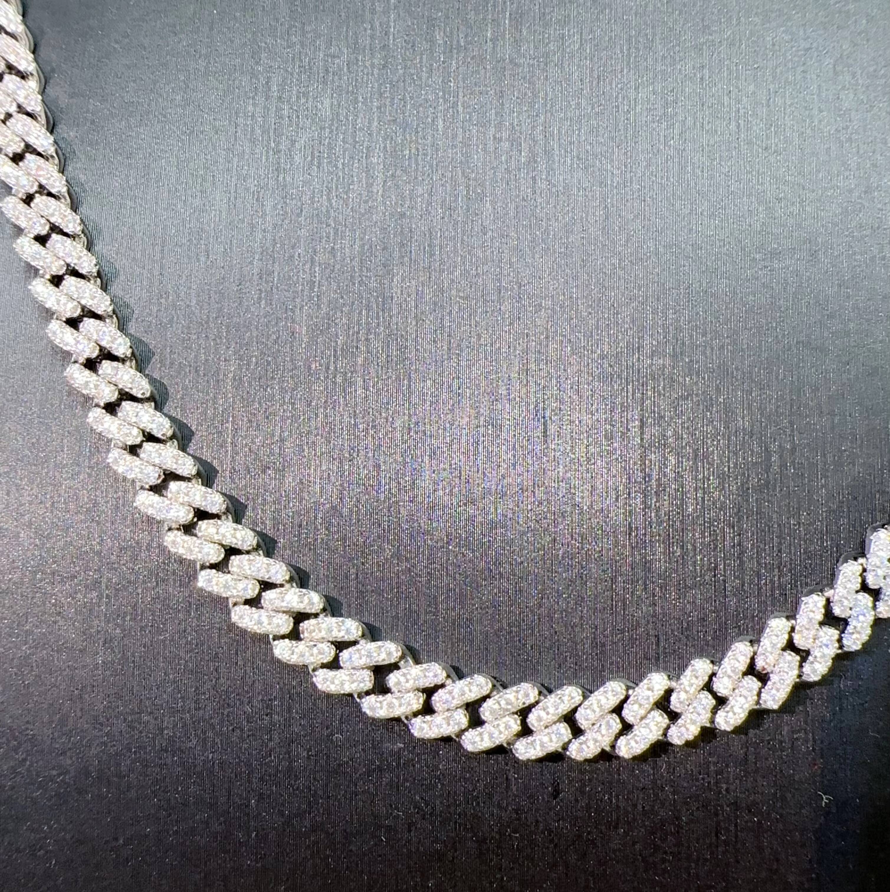 New Hip Pop Jewelry Iced Out 925 Silver Vvs1 65mm Moissanite Diamond Cuban Link Necklace