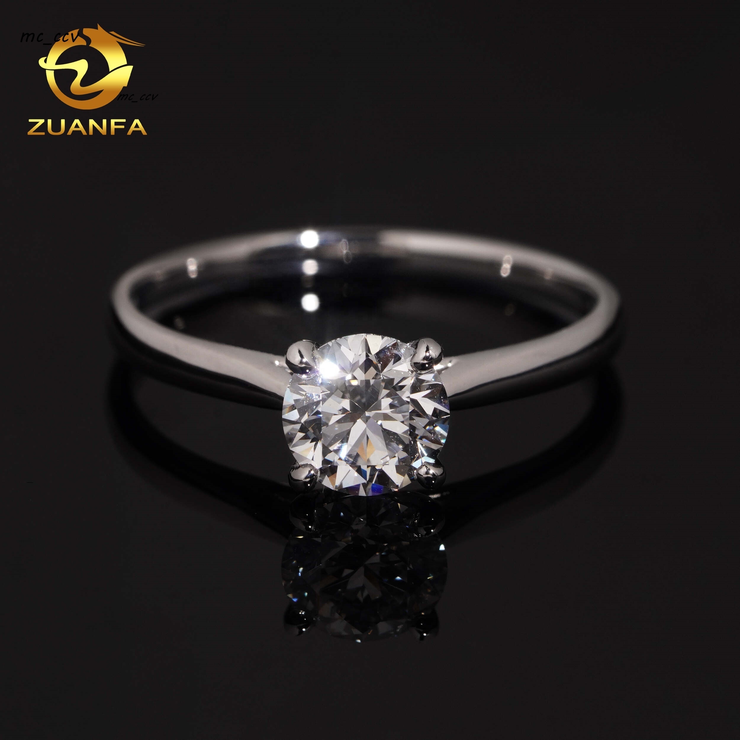 Classic Design 4 Prongs PT950 Platinum 103ct Women Engagement Wedding Lab Grown Diamond Ring