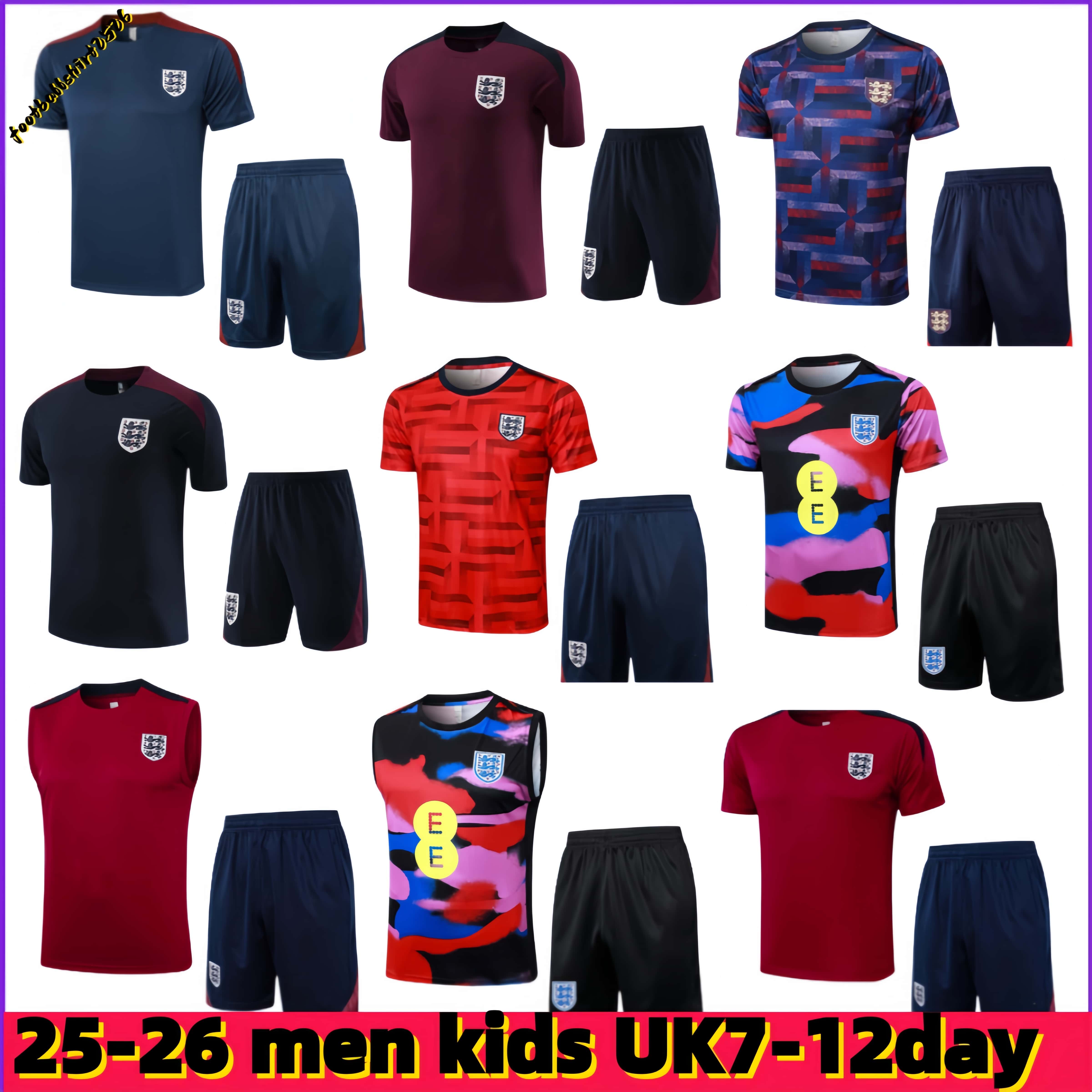 25 26 englands tracksuit Short sleeves training suit KANE STERLING ZIYECH MOUNT FODEN 2026 cfc englandS training suit MENS KIDS national football sets uniform KIT