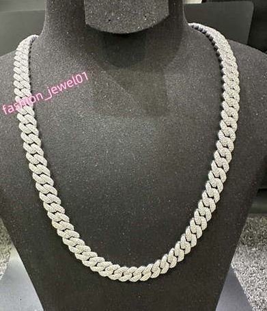 Moissanite Heavy Cuban link Chain 10mm Iced Out Necklace for Men VVS Moissanite 925 Sterling Silver 24MM 22 inches