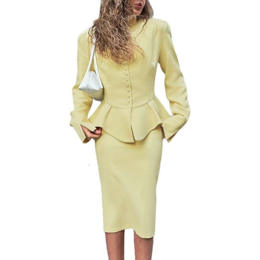 Autumn Winter New High-End Slim Fit Top Bodycon Skirt Professional Suit For Women With Elegant Design B3