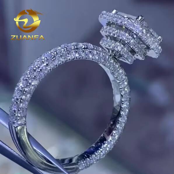 Fine Jewelry Luxury Wedding Ring 925 Sterling Silver Gold Plated Engagement Ladies Ring