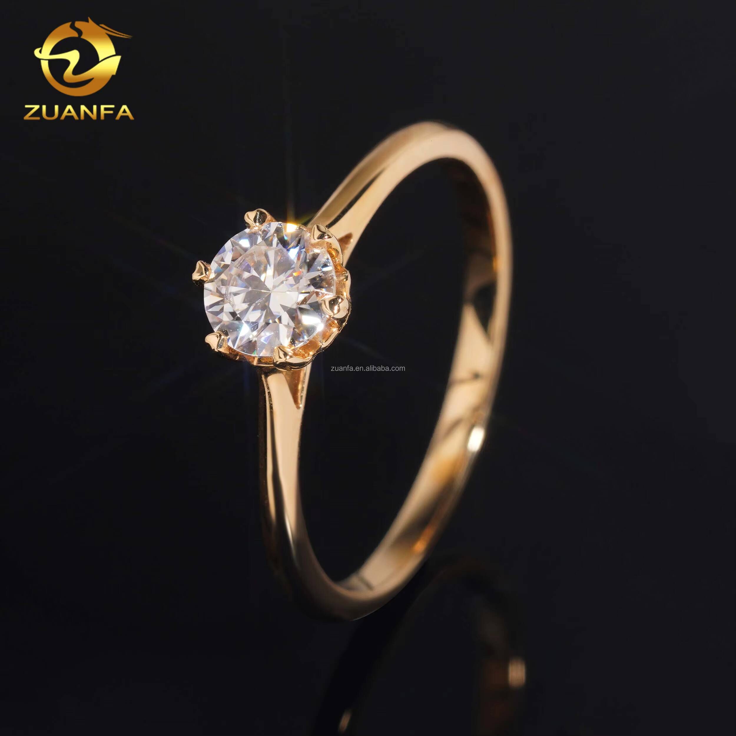 14k Real Gold GRA Certificate Wedding Bridal Jewelry Gorgeous Boutique 05ct D VVS1 Moissanite Diamond Engagement Ring Women