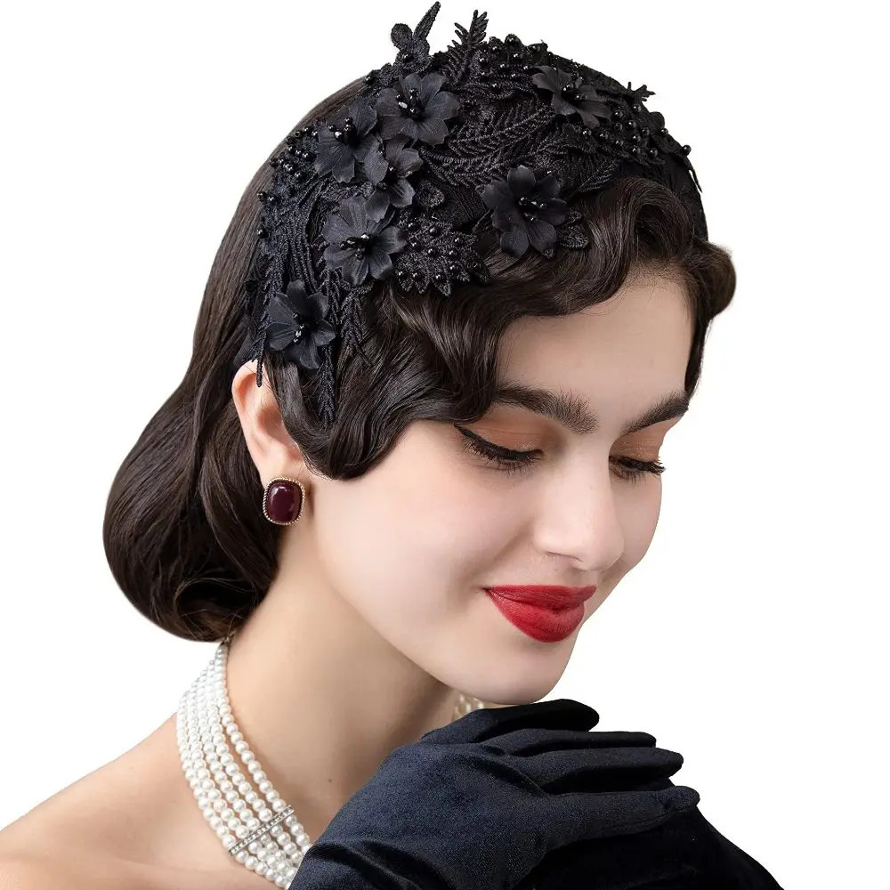 Lace Fascinators Headband for Women Tea Party Hat Brides Birdcage Veil Headband 1920s 50s Accessories Church Hats Headwear 250906