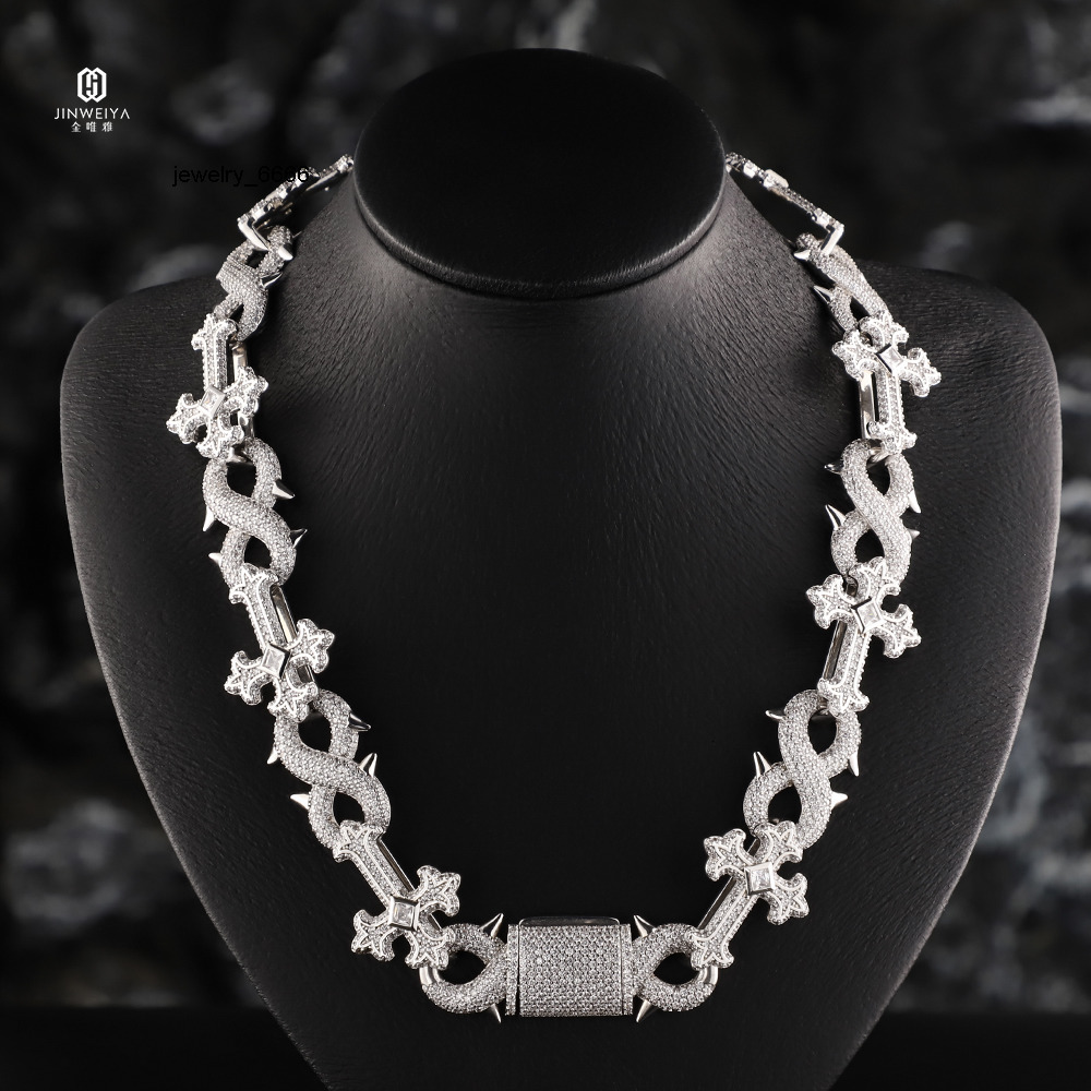 New Design High Quality Luxury Moissanite Moissanite Cross Chain Hip Hop 925 Silver Iced Out Necklace Men