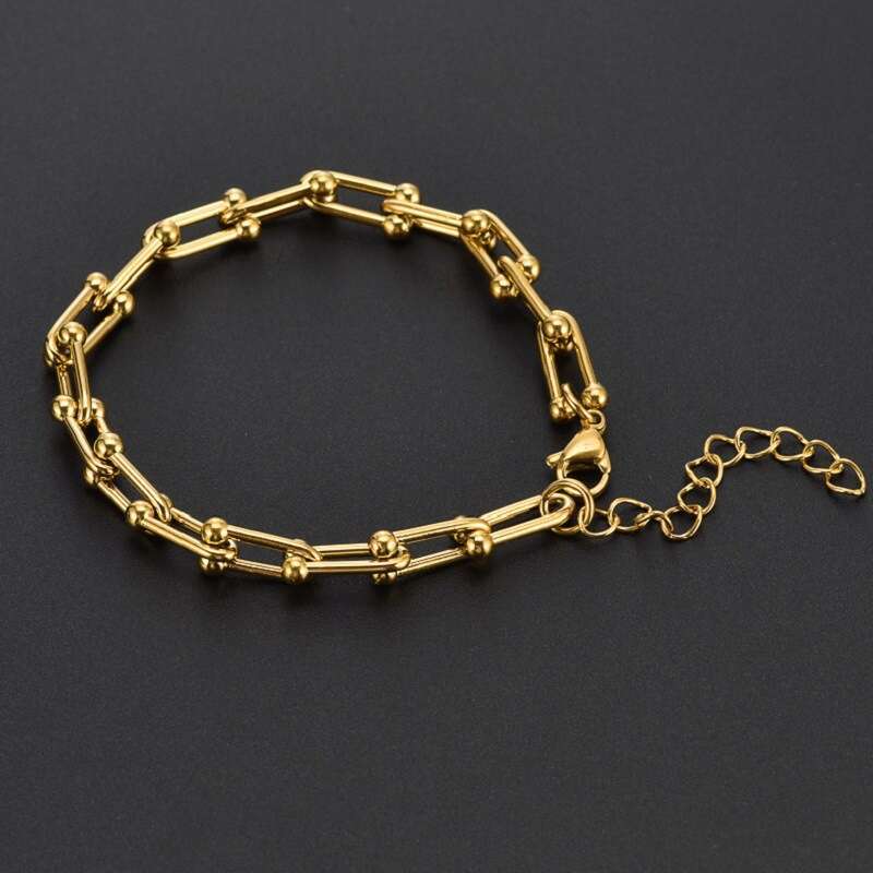 DHpet Titanium Men's Cuban Bracelet Thick Industrial Style Hip Hop Trendy Brand Hand Jewelry OT Buckle Stainless Steel Cross Chain