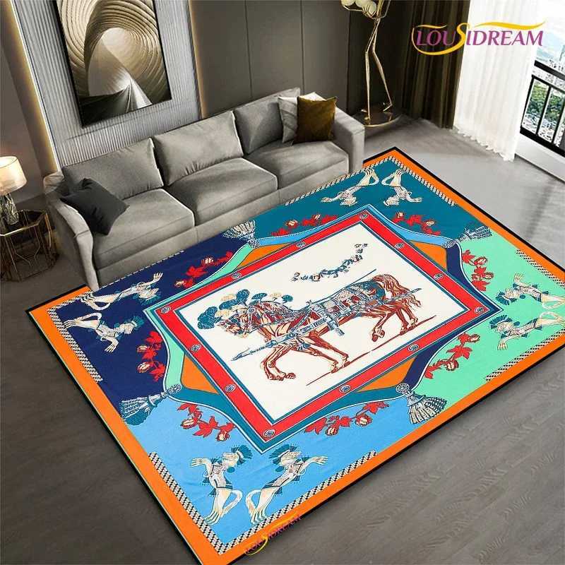Luxurious Fashion Ethnic Frame Horse Carpet Living Room bedroom yoga rugs kitchen Door Kids UnSlip Mats Alfombra birthday gift Poster Mat Y250908asw