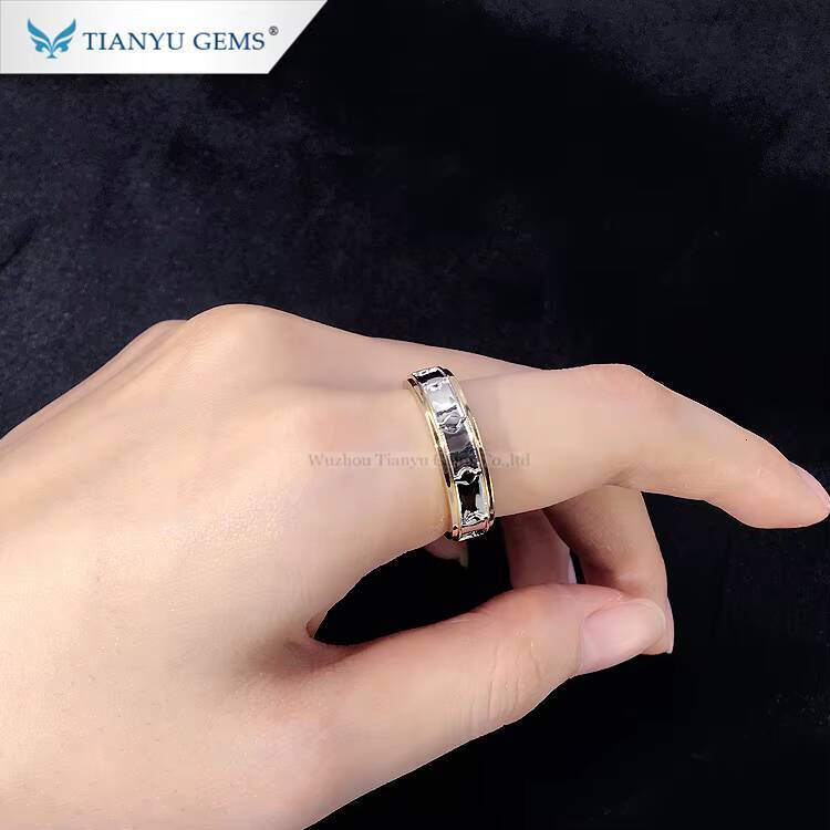 Tianyu Gems Custom Simple Man Gold Ring 14k 18k Double Color Design