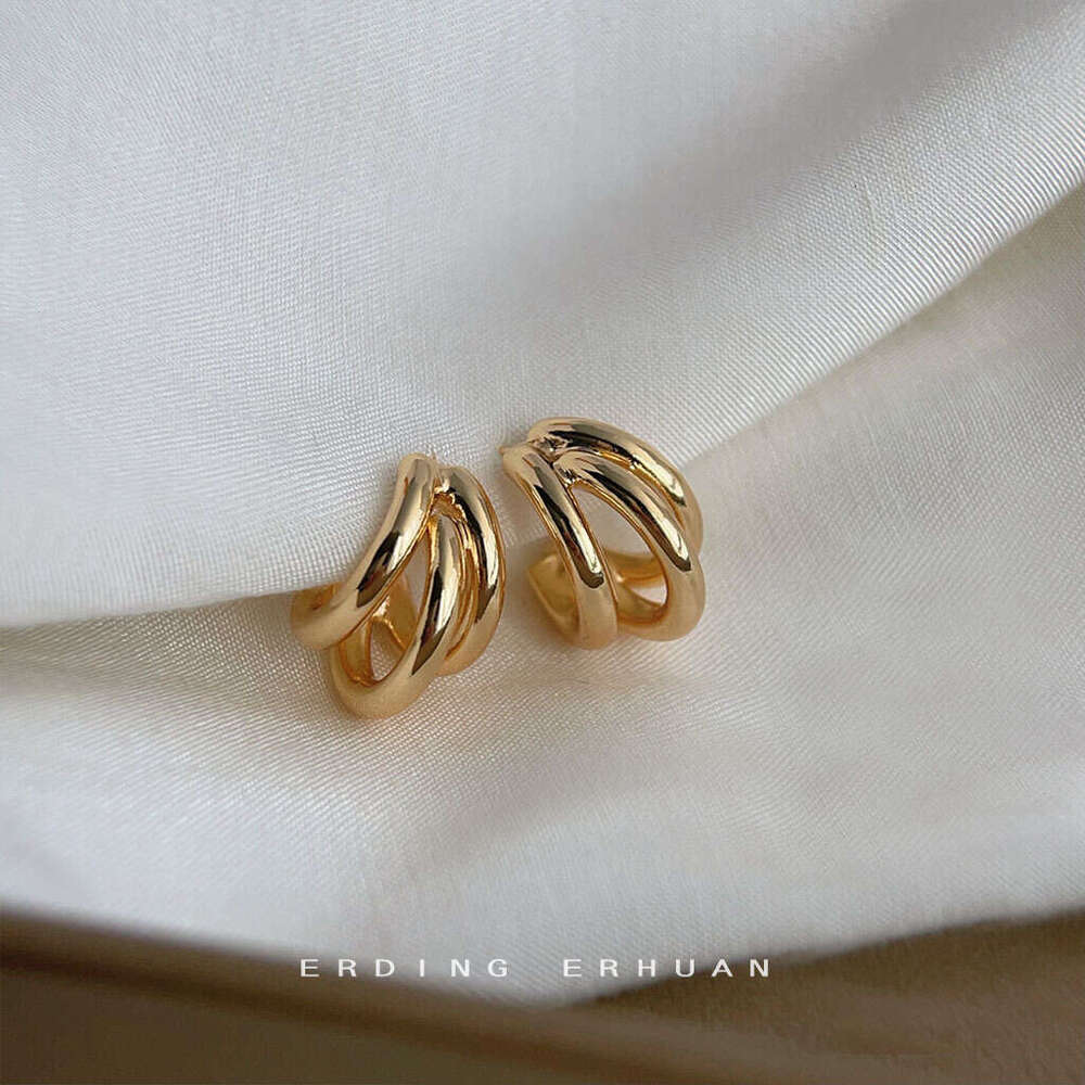 DHpet High - end Geometric - inspired 14K - Plated Silver - Needle Earrings for Women