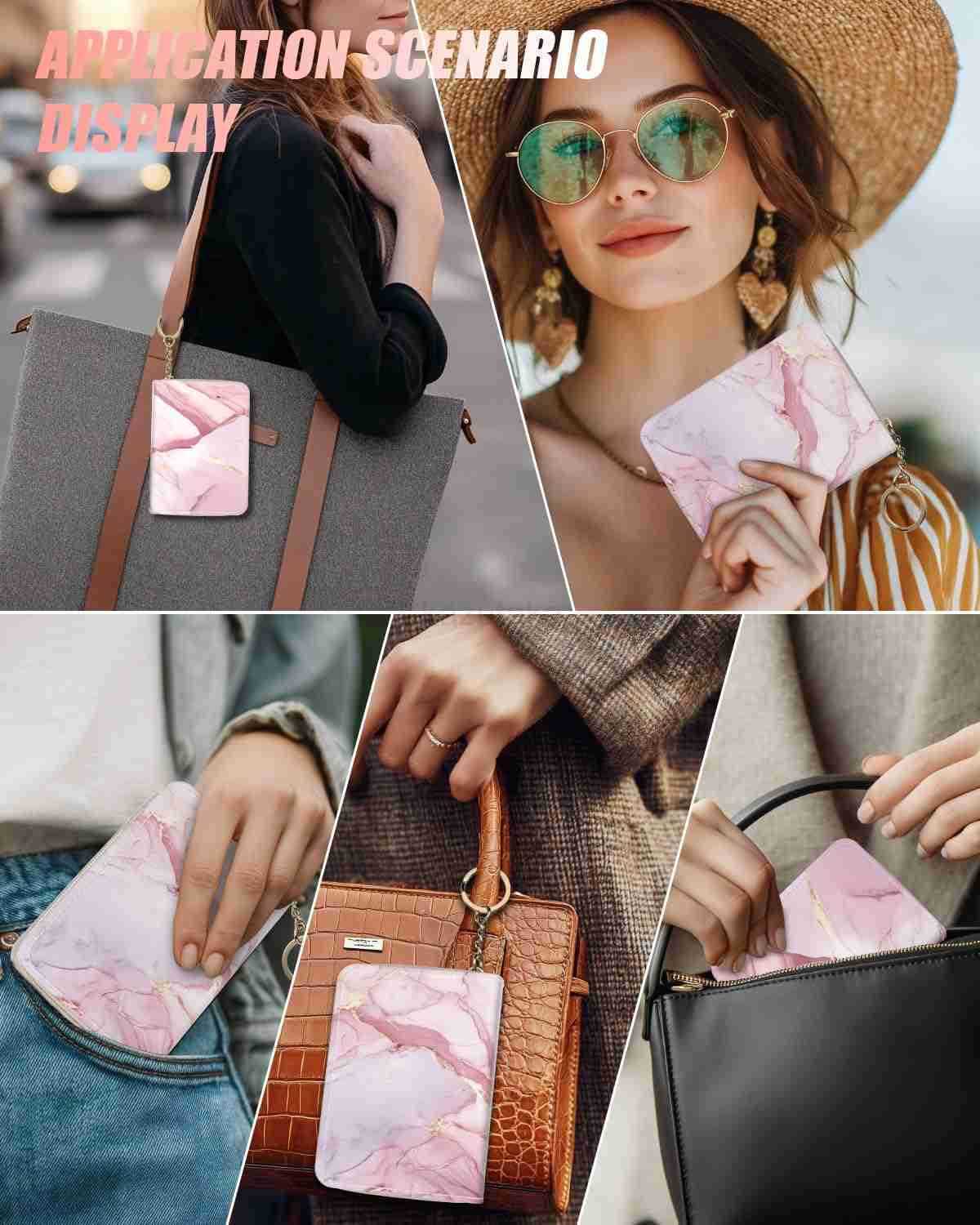 Holder Stylish RFIDBlocking Womens Slim Wallet Perfect for Business and Everyday Use Keep Your Belongings Safe and Organized Pink Marble Z250906
