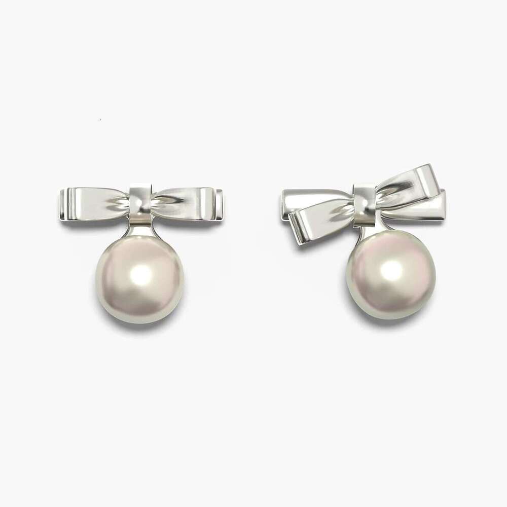 DHpet 2025 Dainty Bow Pearl Earrings - S925 Silver Dangling Pearl Studs, Electroplated Light Luxury Fashion Commute Jewelry for Women